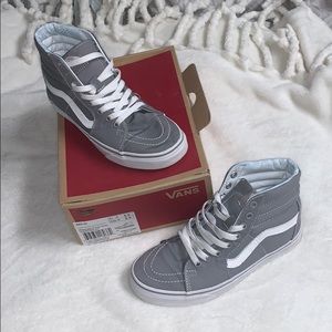 Women’s grey and white vans, size 6.5